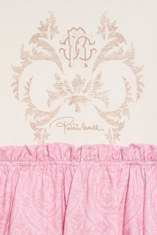 JU Robe en coton mélangé à motifs JU Robe en coton mélangé à motifs MILKY WHITE/BABYROSE VJT10L-JD001
