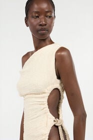 RC Ivory One-Shoulder Midi Dress with Cut-Out Ivory UWT121-TG001