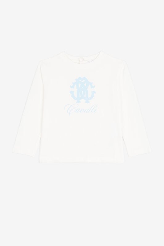 JU Long-sleeved monogram-print top JU Long-sleeved monogram-print top White PJT619-JV025