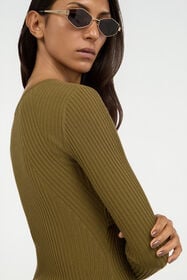 JC Olive Green Ribbed Cut-Out Sweater VERDE 185 VFM038-VF294