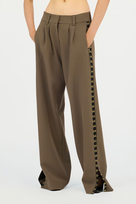 JC Olive Green Wide-Leg Trousers With Hook And Eye Detail JC Olive Green Wide-Leg Trousers With Hook And Eye Detail VERDE 185 VFT143-VF222