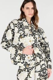 RC Denim Jacket With Flowers Black/White VQJ420-DAP71