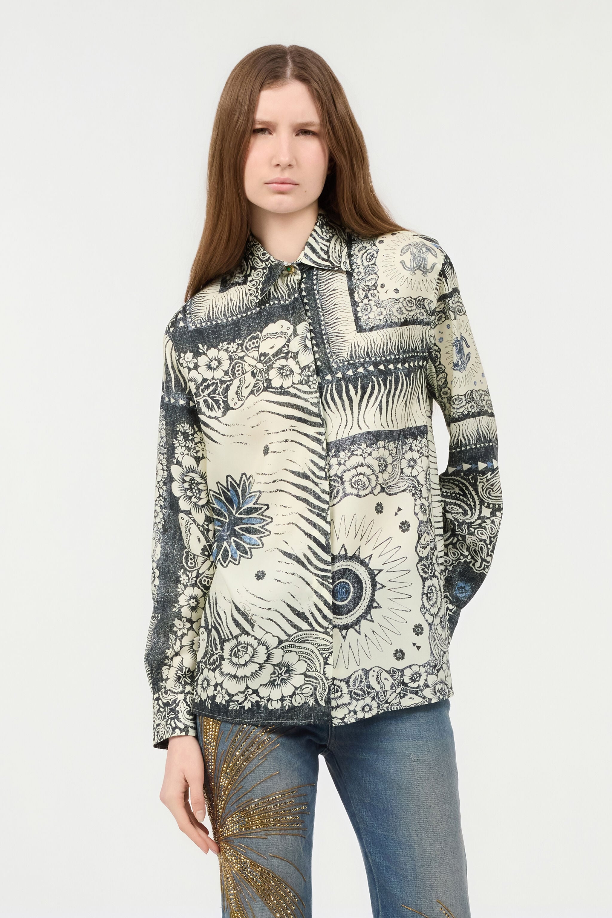 RC Bluse mit Bandana-Print Blau TKT704-4QN05