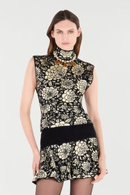 RC Top In Strick Mit Floralem Jacquard-Motiv Schwarz/Weiß VQM617-MI014