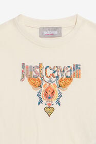 JC Ivory T-Shirt With Print and Logo IVORY PRISTINE WFT63X-JD060