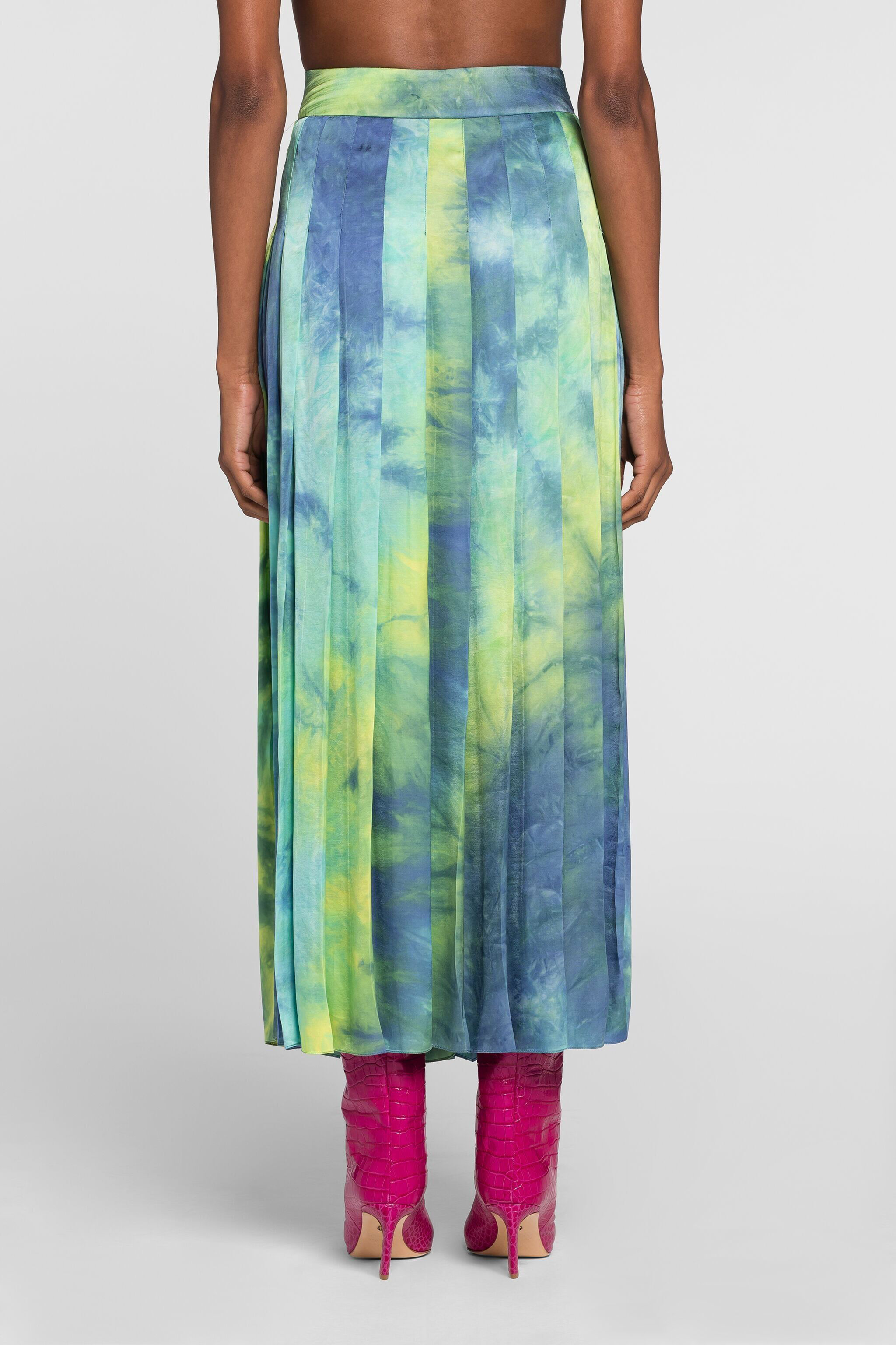 RC Gonna lunga tie-dye plissettata RC Gonna lunga tie-dye plissettata Verde chiaro/Azzurro QKT338-RK007