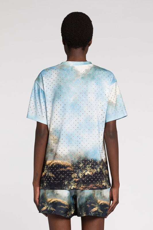 RC Crystal Hotfix T-Shirt mit Malerei-Print RC Crystal Hotfix T-Shirt mit Malerei-Print Hellblau RYT601-3PG38