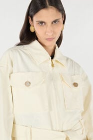 RC Jacket With belt And Python Pattern Ivory UKT410-4NN53
