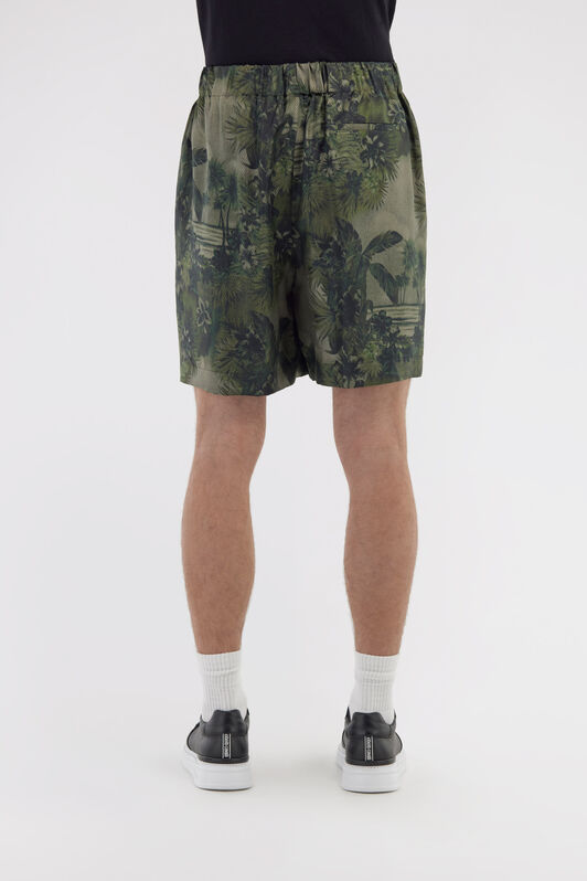 RC Shorts De Seda Con Estampado Hawaii Verde oscuro SRT274-4QI84