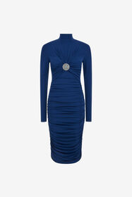 RC Midi dress with ruffles and stones Dark blue RWT141-JJ036