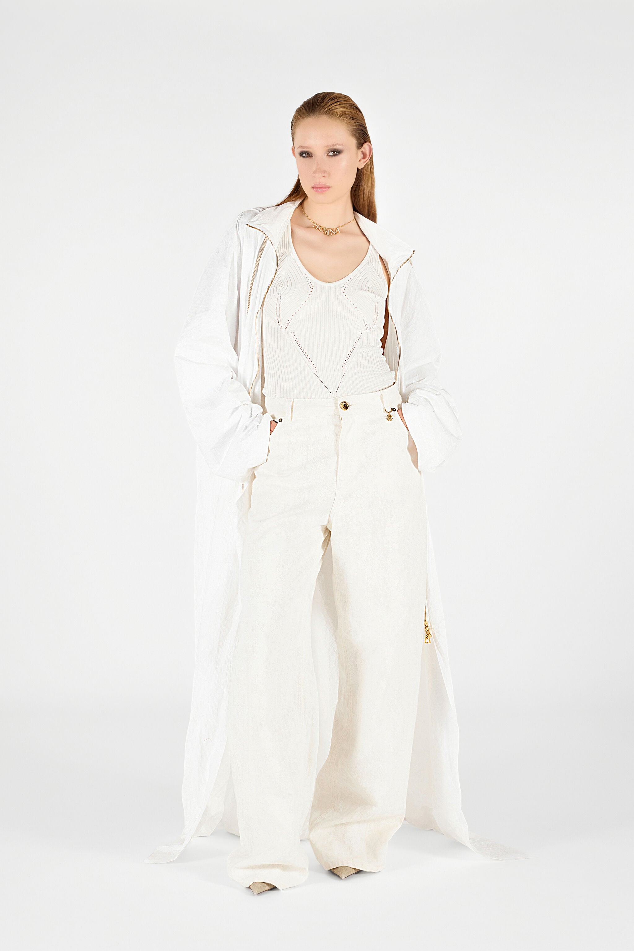 RC Wall Print Wide Leg Trousers RC Wall Print Wide Leg Trousers White UWT207-LG016