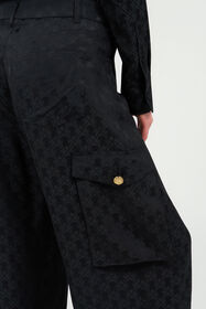 RC Silk Cargo Trousers with Monogram RC RC Silk Cargo Trousers with Monogram RC Black VKT202-RK010