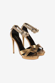 RC Sandalias cabeza de pantera con cristales Oro OQS032-PA023