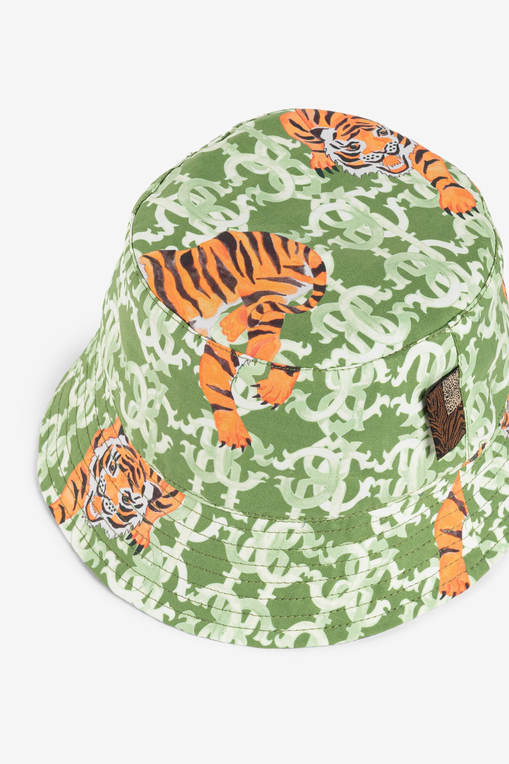 JU Cappello bucket con stampa tigre Military Green QJZ013-CIG32