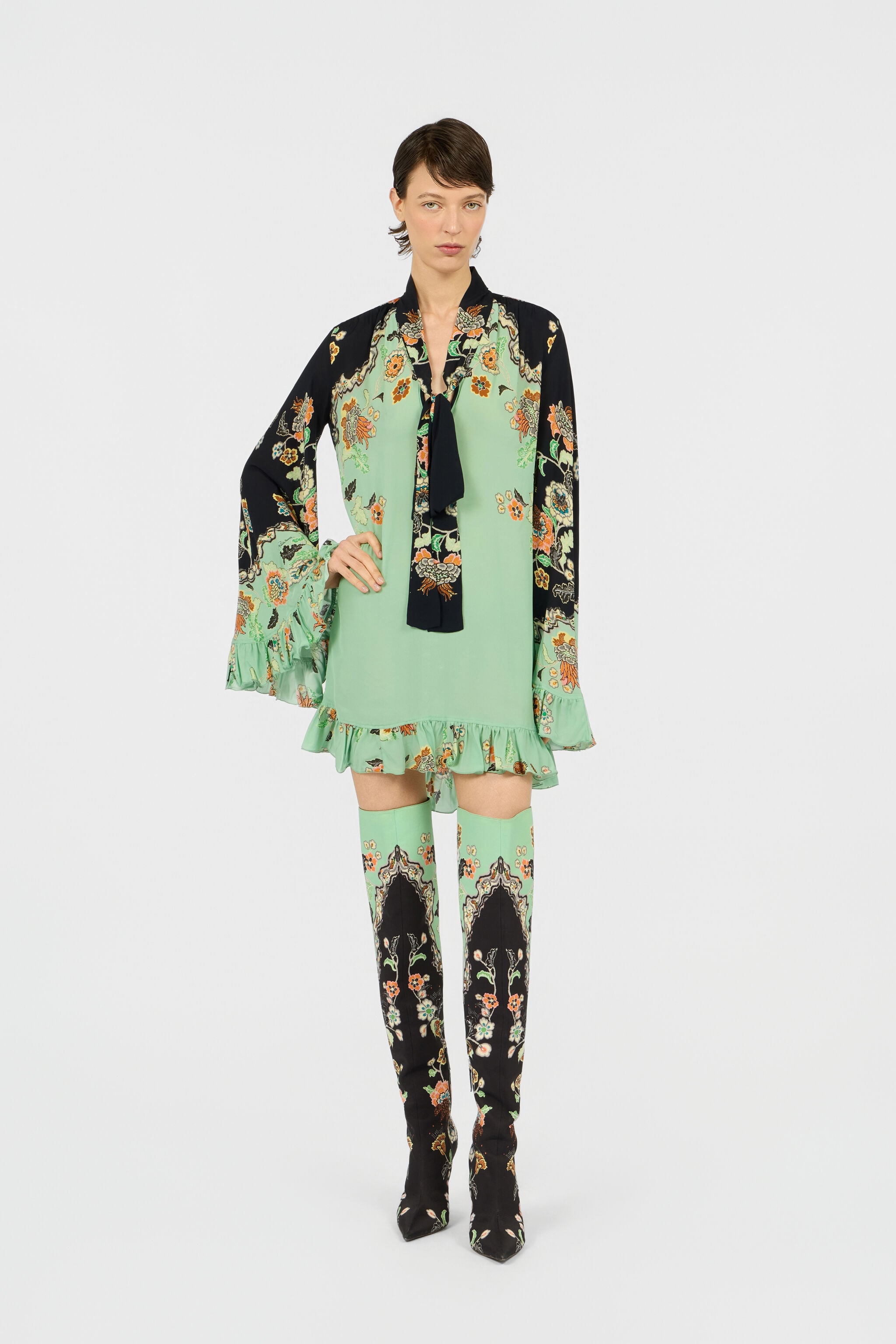 RC Minivestido con Estampado Kimono RC Minivestido con Estampado Kimono GREEN/BLACK XQT131-7HT25