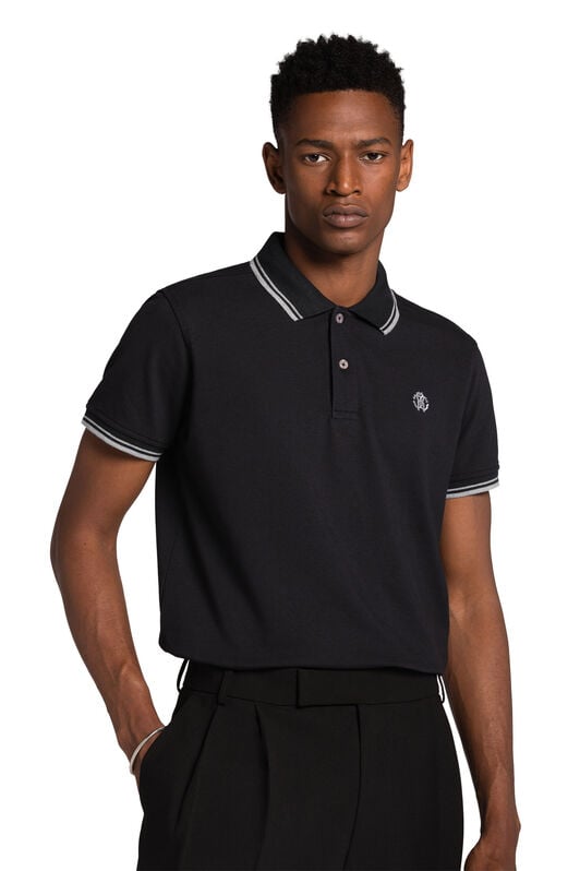 RC RC Monogram-Embroidered Polo Shirt Schwarz KOT60A-KB017