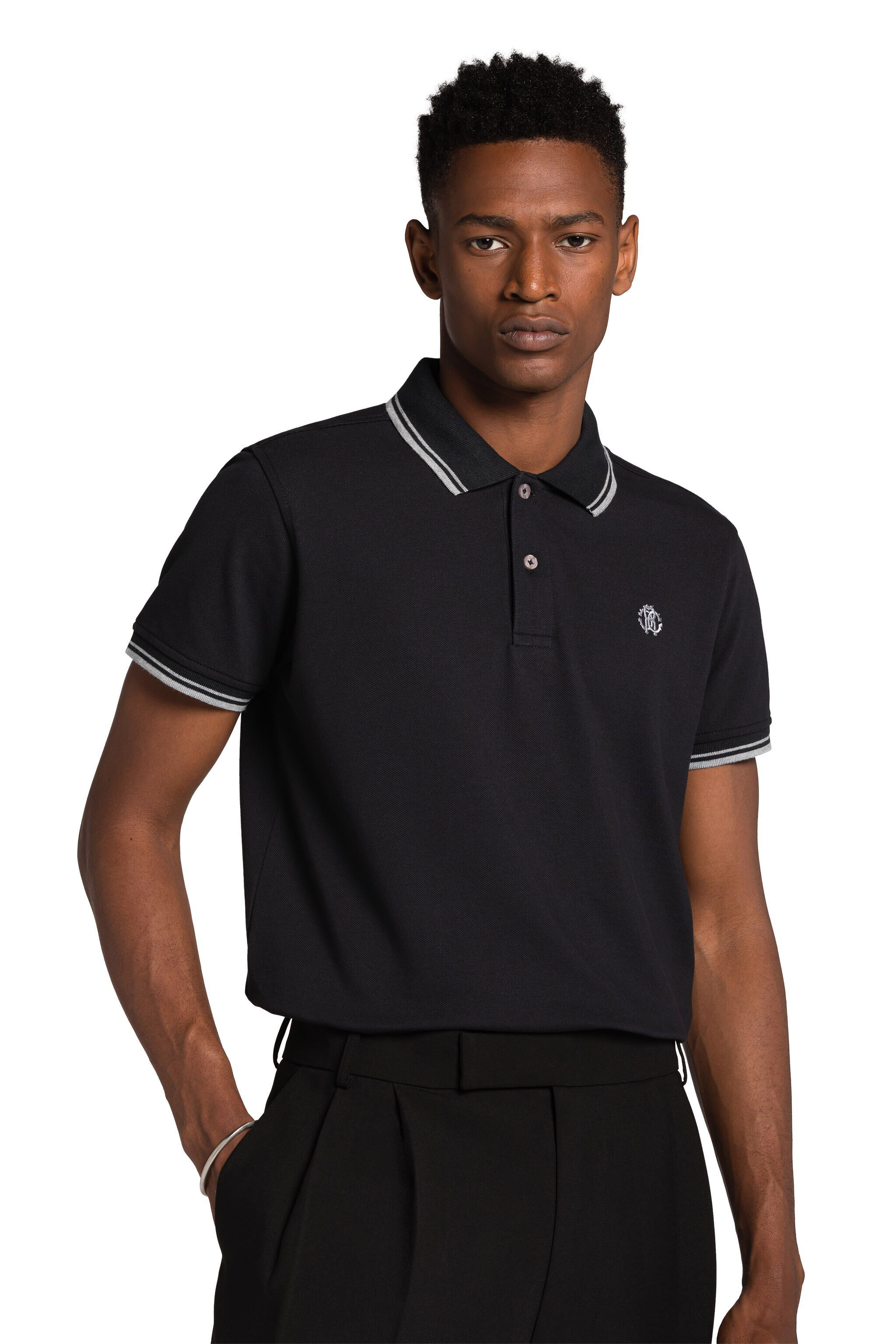 RC RC Monogram-Embroidered Polo Shirt Schwarz KOT60A-KB017