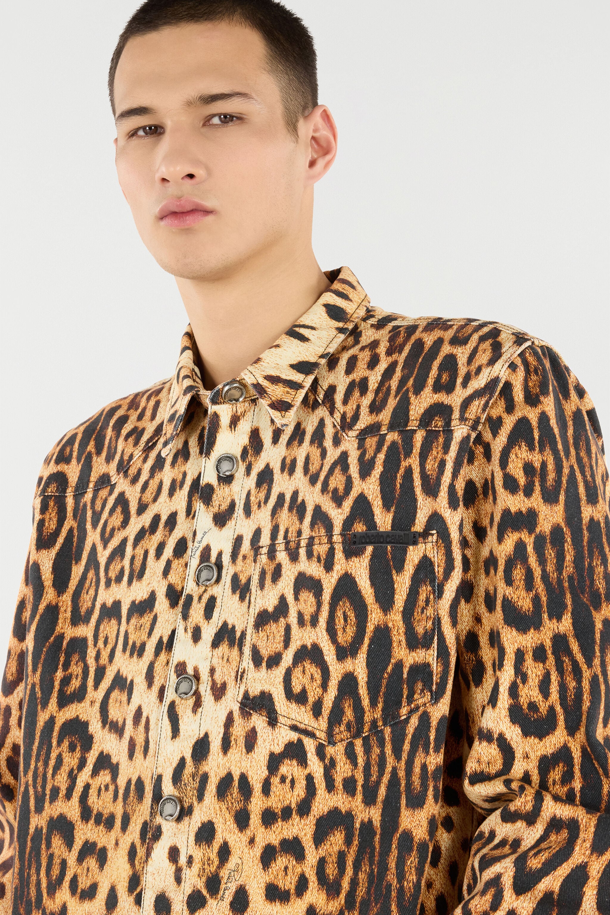 RC Cotton Shirt With Jaguar Skin Print Brown VRJ728-4NP73
