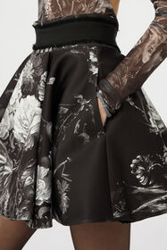 RC Falda de jersey scuba con estampado Fiammingo Flowers BLACK/GREY XWT306-NVT77