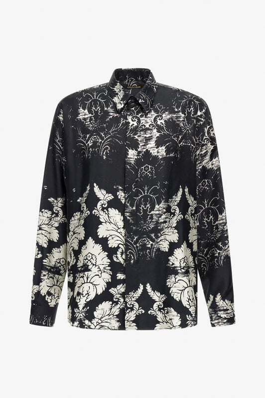 RC Broccato Print Silk Shirt RC Broccato Print Silk Shirt Black TRT713-4QN14