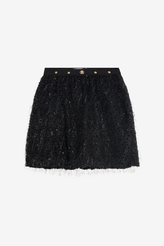 JU Glitzernder schwarzer Rock für Kids BLACK XJT30M-FT001