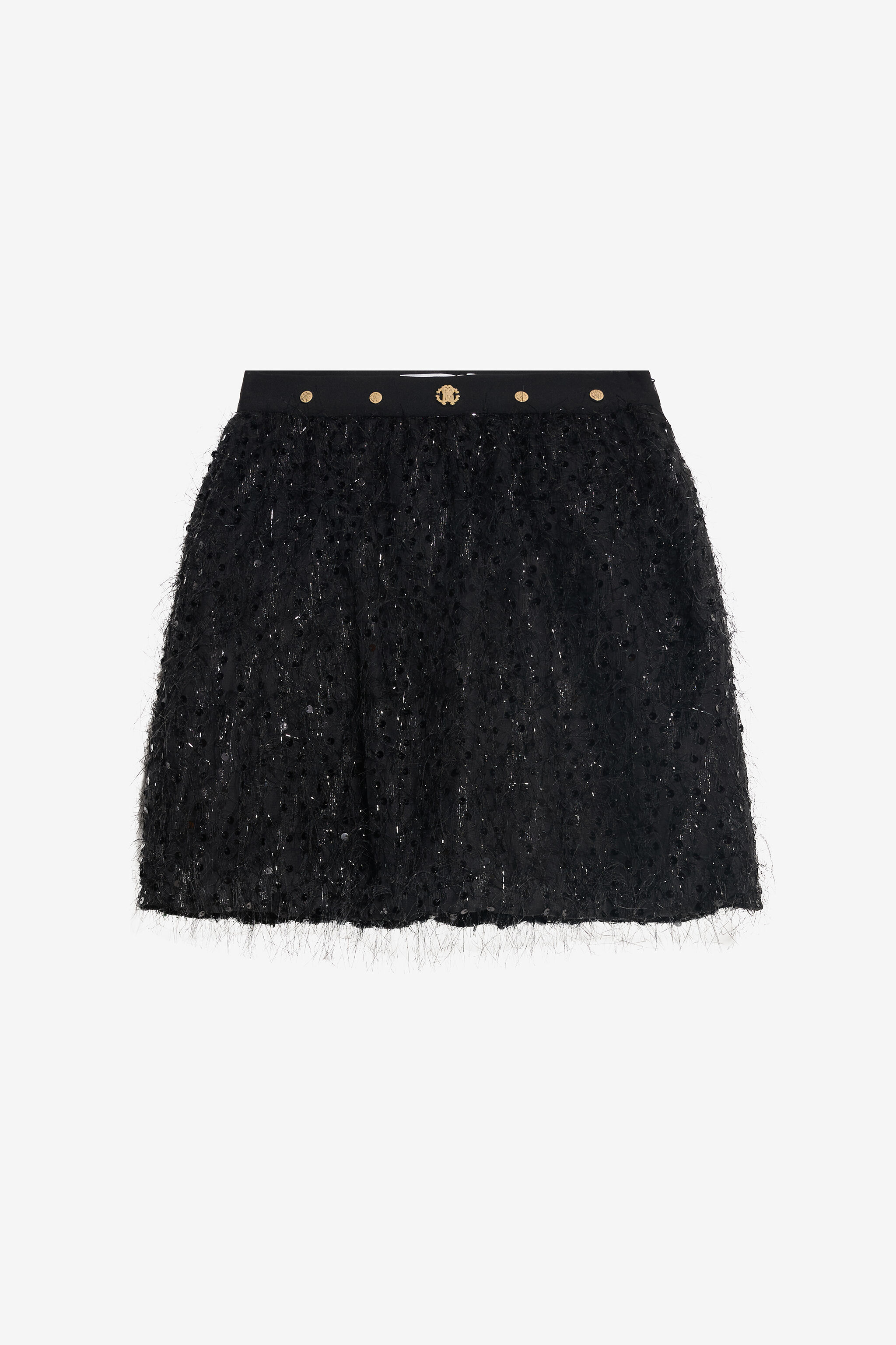 JU Glitzernder schwarzer Rock für Kids BLACK XJT30M-FT001