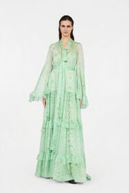 RC Vestido De Seda Estampado Jaguar Mint PISTACHIO GREEN XQT133-HNT23