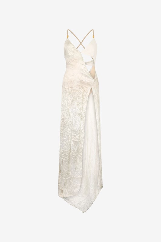 RC Ivory Silk Maxi Dress Crinkled RC Ivory Silk Maxi Dress Crinkled White UWT150-RYN99