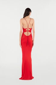 RC Long Dress With Criss-Cross Detail Red VQT148-JE034