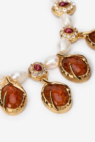 RC Golden Necklace With Pearls And Topaz-Effect Stones ORO/TOPAZIO/BIANCO VWG011-AM081