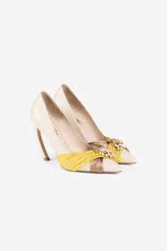 RC Slingback-Pumps mit Tigerzahn Hellbraun/Gelb QWS021-PN222