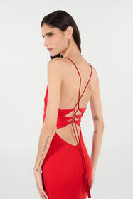 RC Long Dress With Criss-Cross Detail Red VQT148-JE034