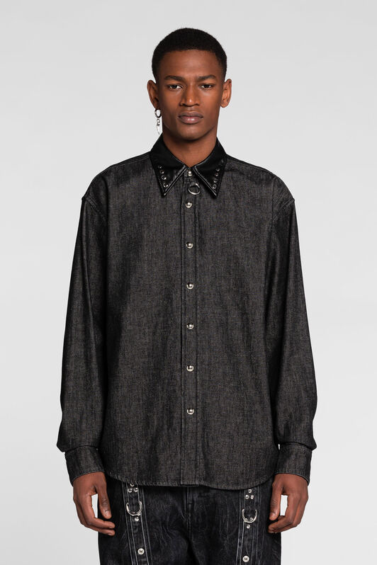RC Camisa vaquera con tachuelas Negro PNJ761-DL001