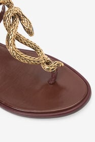 RC Sandalias planas de dedo marrones con serpientes BROWN WWS003-PAM08