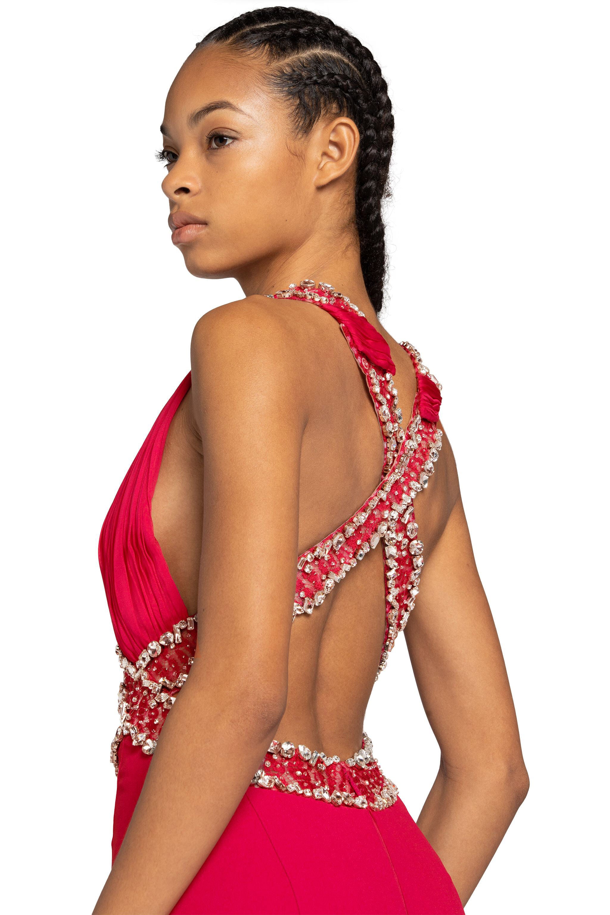 RC Bead-Embellished Maxi Dress RC Bead-Embellished Maxi Dress Red MCR114-RJ035
