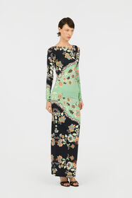 RC Vestido Maxi Estampado Kimono GREEN/BLACK XQT136-LNT25