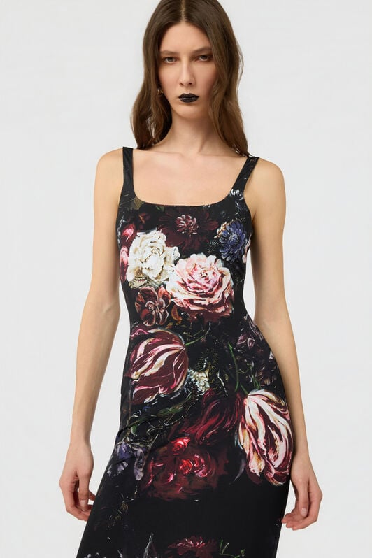 RC Midi-Kleid Mit Fiammingo Flowers-Print RC Midi-Kleid Mit Fiammingo Flowers-Print BLACK/PINK XWT137-LNT77