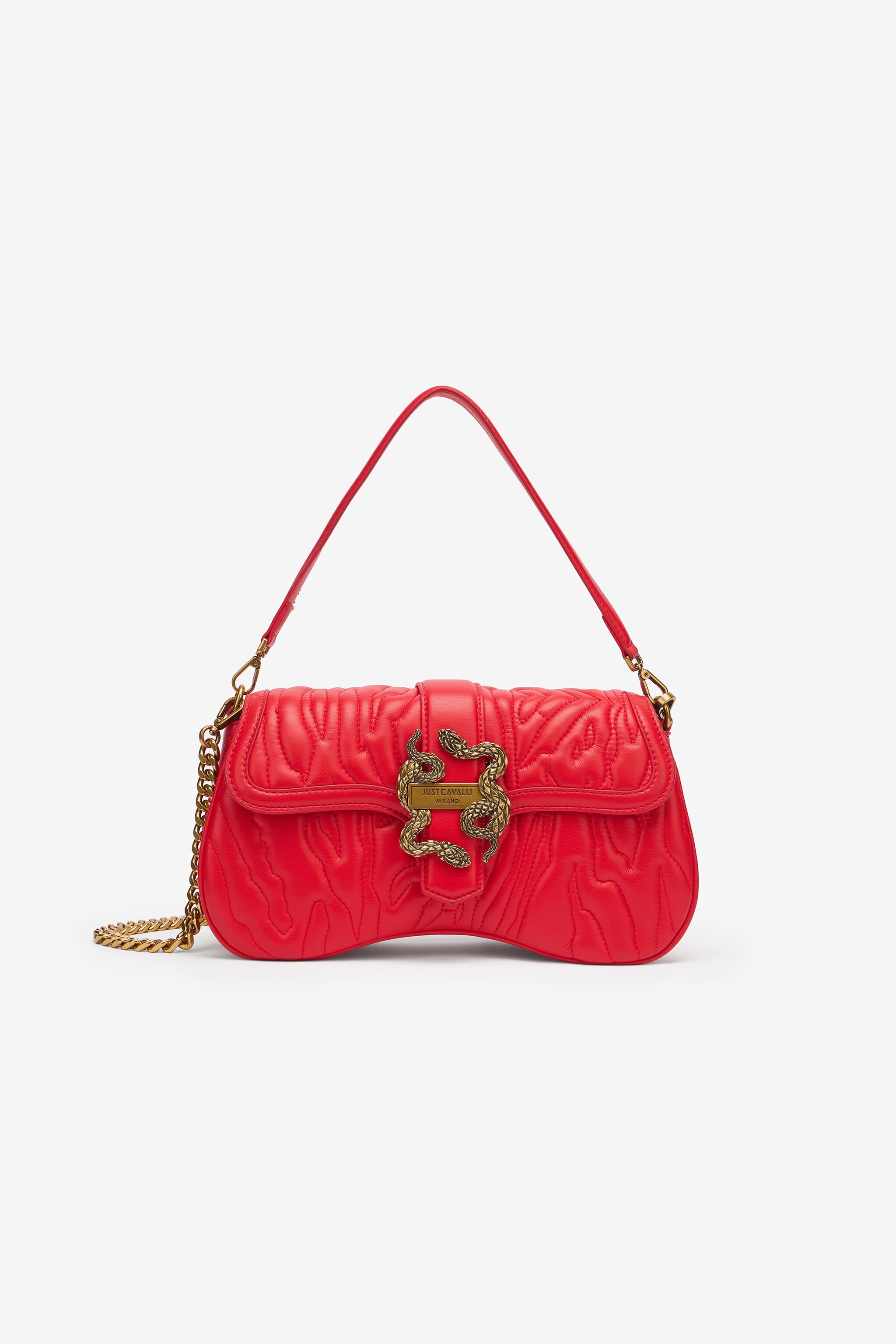 JC Crossbody Bag With Top-Stitching And Mirror Snake JC Crossbody Bag With Top-Stitching And Mirror Snake Red UFB028-UF397