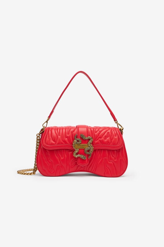 JC Crossbody Bag With Top-Stitching And Mirror Snake JC Crossbody Bag With Top-Stitching And Mirror Snake Red UFB028-UF397