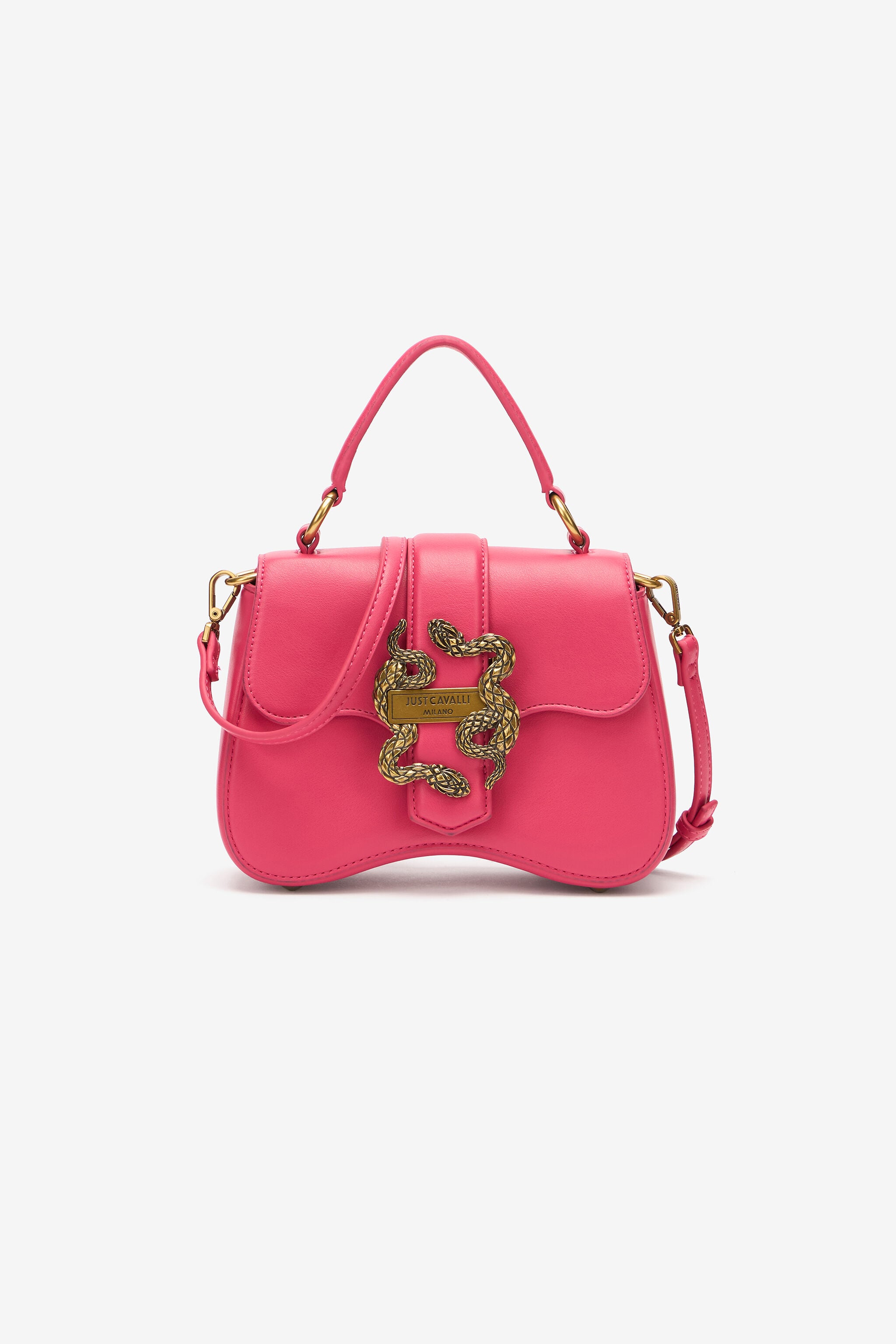 JC Crossbody Bag With Mirror Snake And Logo JC Crossbody Bag With Mirror Snake And Logo Fuchsia UFB038-UF407