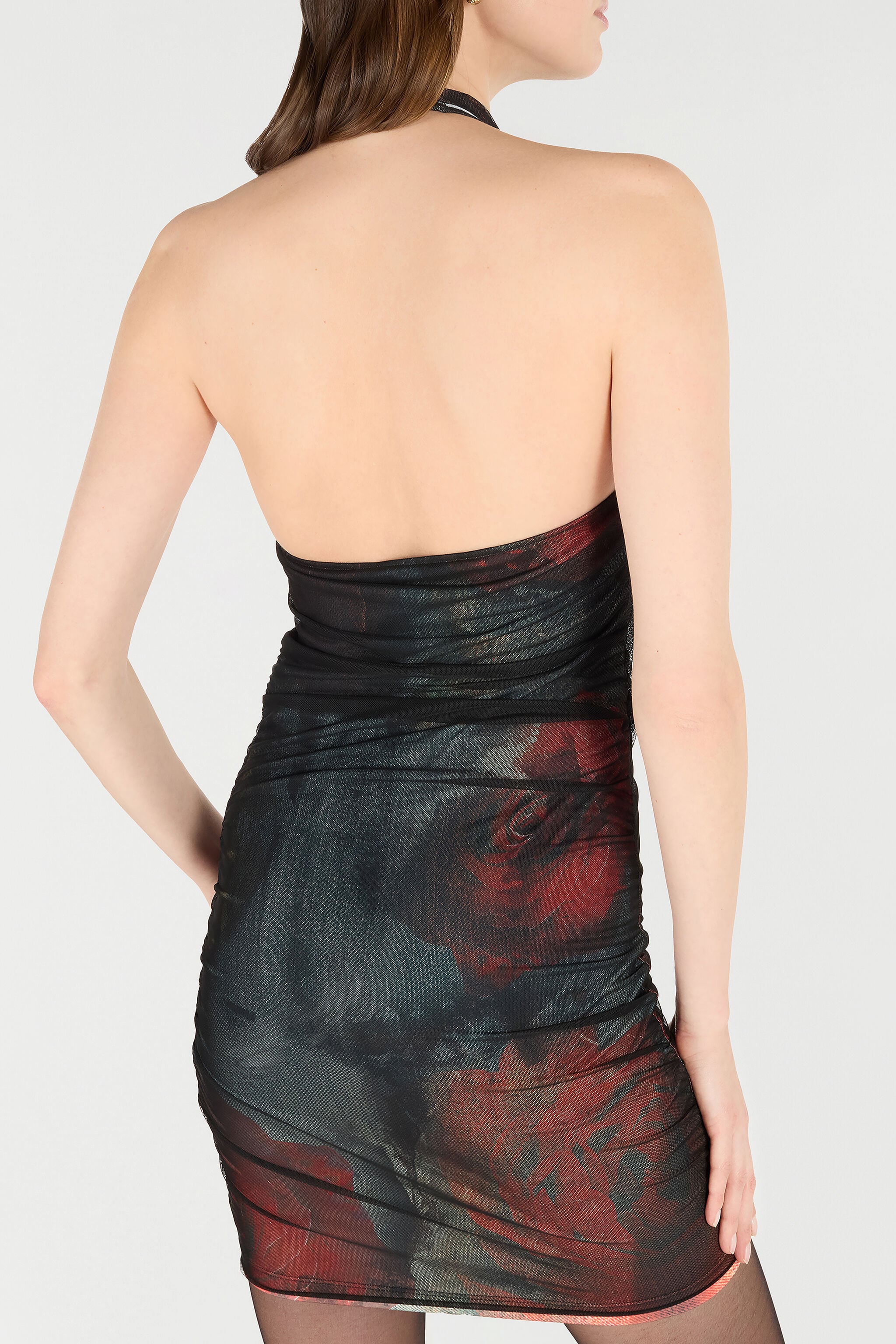 RC Mini Dress With Rose And Snake Detailing RC Mini Dress With Rose And Snake Detailing Red UKT10A-LSN59