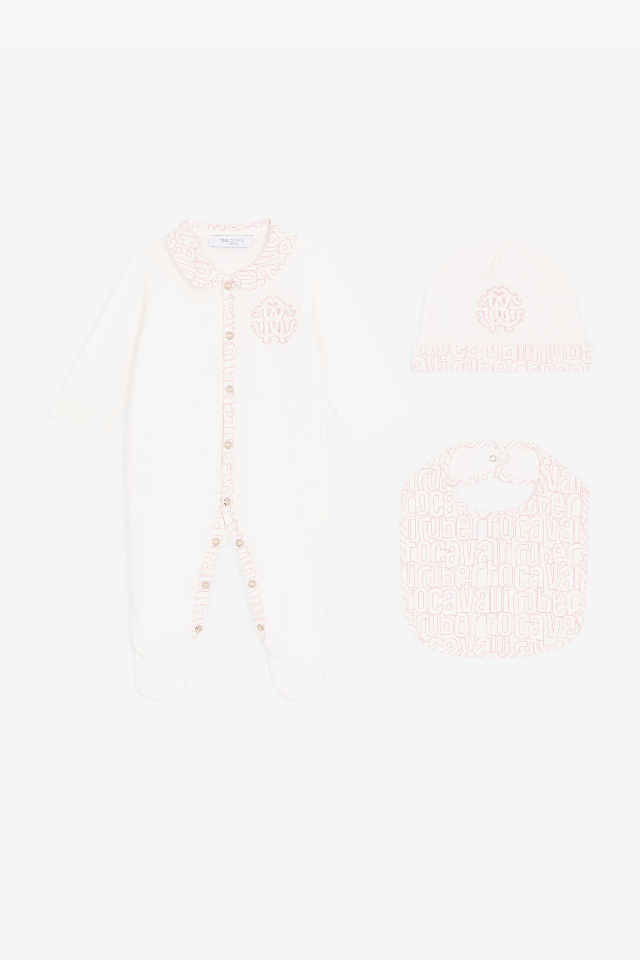 JU RC Monogram-Embroidered Babygrow Set Pink RJT80T-JD001
