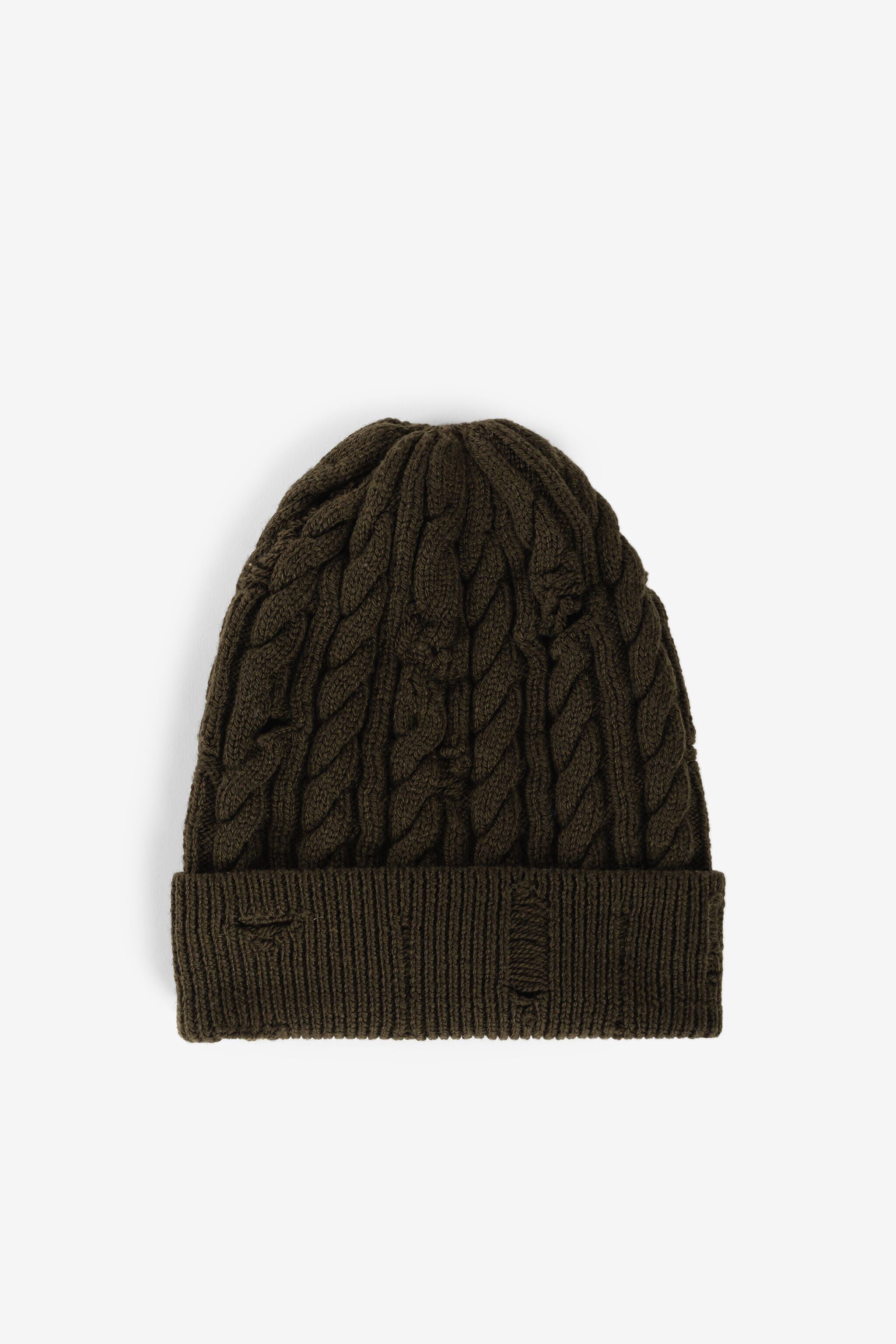 RC Cable-Knit Wool Beanie Dark green RRM653-MQ001