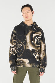 RC Rose-Print Hooded Sweatshirt Black/White URT69B-5ON48