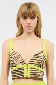 JC Crop Top Con Stampa Tiger Skin Marrone chiaro UFT159-UF225