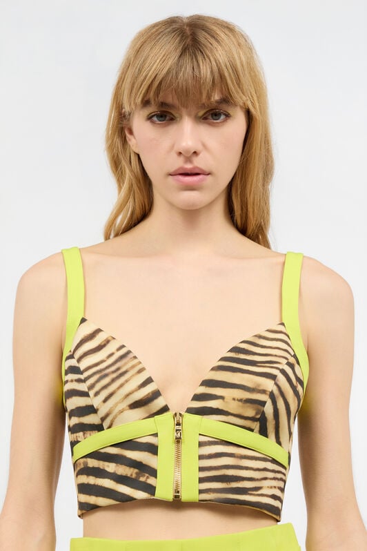 JC Crop Top With Tiger Skin Print JC Crop Top With Tiger Skin Print Light Brown UFT159-UF225