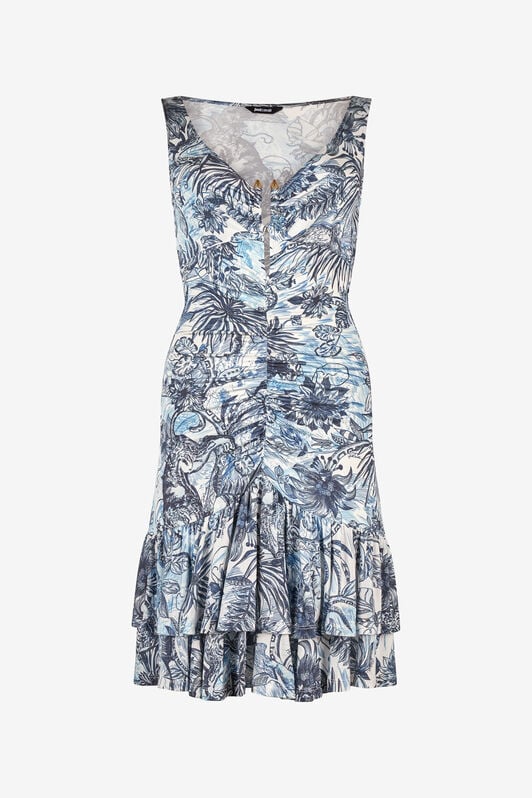 JC Short Jungle-Print Dress JC Short Jungle-Print Dress Light blue UFT169-UF235