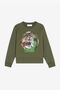 JU Tiger-Print Cotton Sweatshirt Green RJT917-CF050