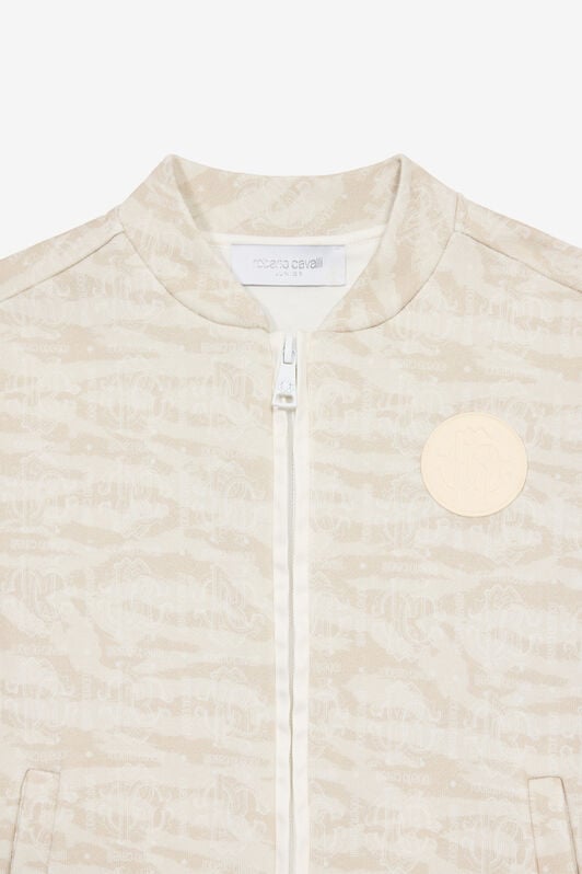 JU Zip-Up Sweatshirt With Tiger Skin Print JU Zip-Up Sweatshirt With Tiger Skin Print Ivory UJT68E-5OO44
