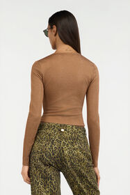 JC Bronze Lurex Crop Top With Ring Detail BRUNETTE VFT212-VF335